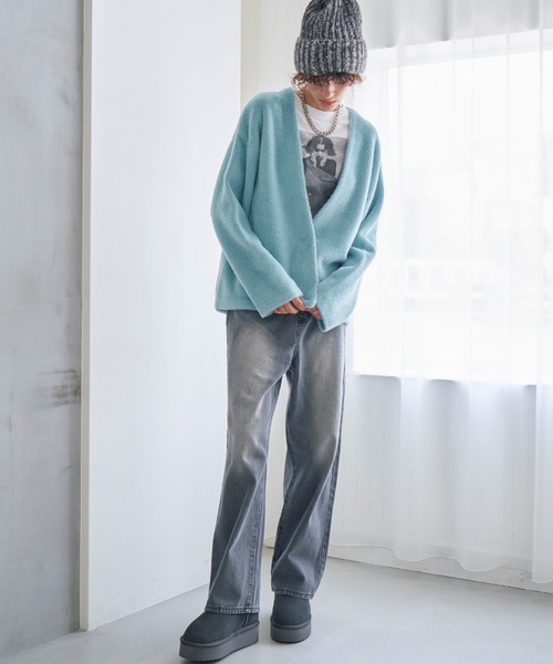 Doux archives（ドゥアルシーヴ）の「ダブルフェイスカーデ（カーディガン/ボレロ・レディース・ブルー/チャコールグレー/ベージュ・FREE）」の13枚目の写真