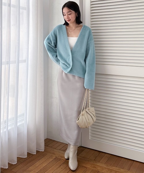 Doux archives（ドゥアルシーヴ）の「ダブルフェイスカーデ（カーディガン/ボレロ・レディース・ブルー/チャコールグレー/ベージュ・FREE）」の5枚目の写真