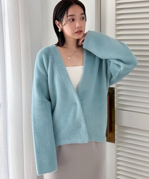 Doux archives（ドゥアルシーヴ）の「ダブルフェイスカーデ（カーディガン/ボレロ・レディース・ブルー/チャコールグレー/ベージュ・FREE）」の7枚目の写真