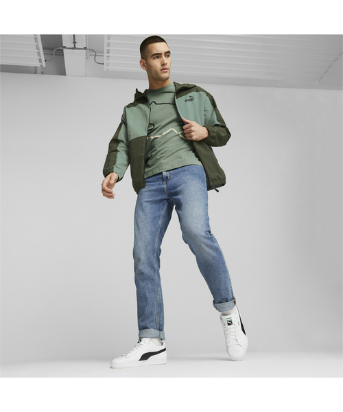 PUMA ピステ・ウィンドブレーカー XL 青 大津高校ウォーマー PUMA デザイン ウィンドブレーカー - 古着屋グレープフルーツ ムーン
