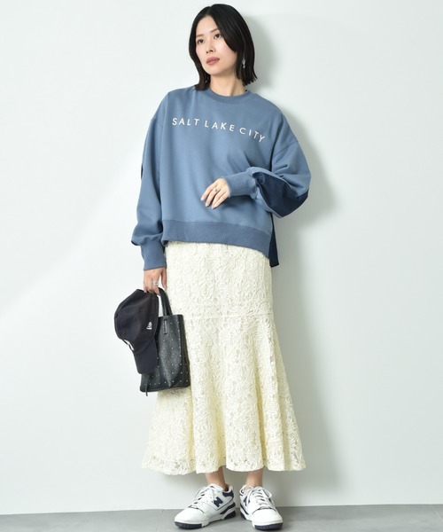 INTERPLANET（インタープラネット）の「デニム切替フロッキーロゴプルオーバー（スウェット・レディース・オートミール/チャコールグレー/ブルー・FREE）」の21枚目の写真