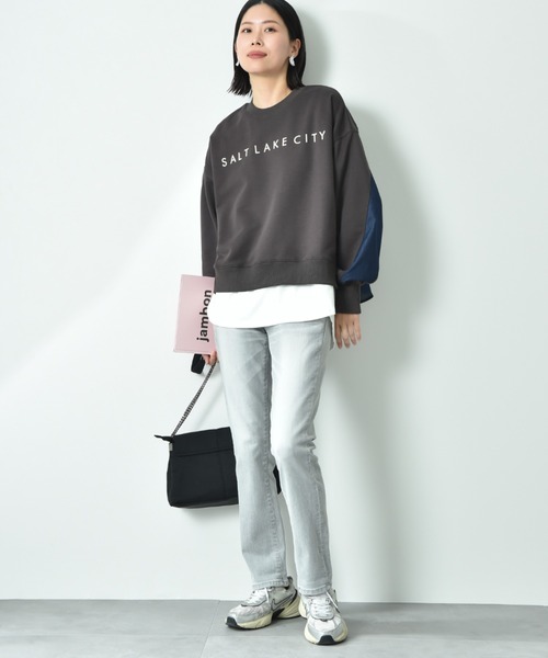 INTERPLANET（インタープラネット）の「デニム切替フロッキーロゴプルオーバー（スウェット・レディース・オートミール/チャコールグレー/ブルー・FREE）」の17枚目の写真