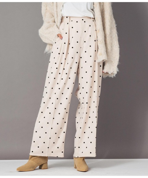 Settimissimo(セッティミッシモ)の「ウエストタック起毛フロッキードットワイドパンツ(その他パンツ・レディース・オフホワイト/ダークグレー・FREE)」の1枚目の写真