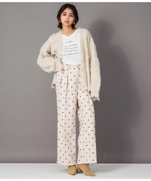 Settimissimo(セッティミッシモ)の「ウエストタック起毛フロッキードットワイドパンツ(その他パンツ・レディース・オフホワイト/ダークグレー・FREE)」の18枚目の写真