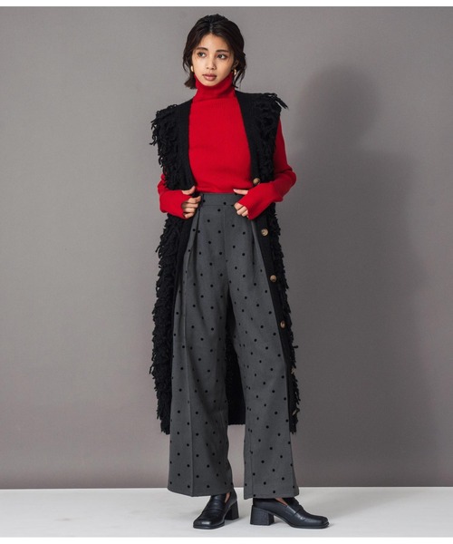 Settimissimo(セッティミッシモ)の「ウエストタック起毛フロッキードットワイドパンツ(その他パンツ・レディース・オフホワイト/ダークグレー・FREE)」の4枚目の写真