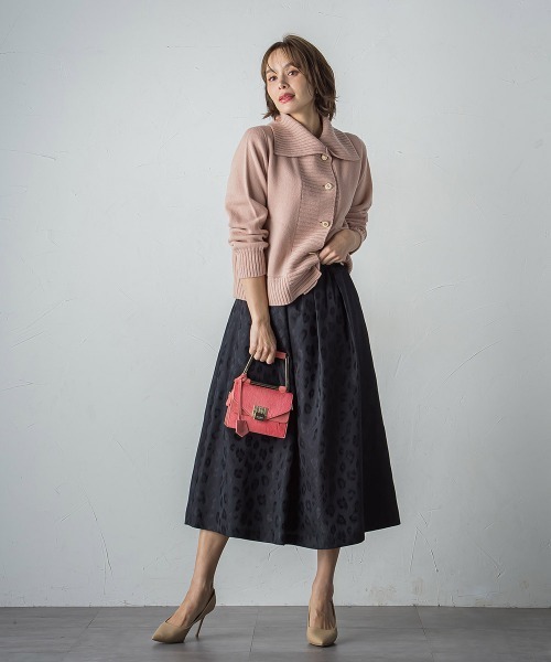 ビアッジョブルー Viaggio Blu レオパードジャガードスカート ビアッジョブルー Viaggio Blu レオパードジャガードスカート