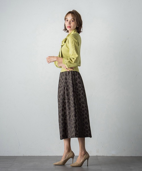 ビアッジョブルー Viaggio Blu レオパードジャガードスカート ビアッジョブルー Viaggio Blu レオパードジャガードスカート