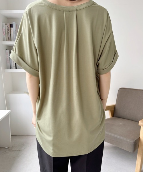 Eclat one(エクラワン)の「【Eclat one】機能性素材 スキッパー とろみ 半袖 ブラウス(シャツ/ブラウス・レディース・オフホワイト/ブルー/ブラック/カーキ・FREE)」の18枚目の写真