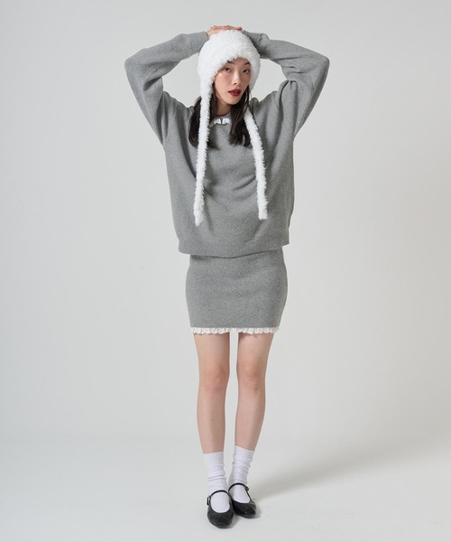 TINA:JOJUN(ティーナジョジュン)の「レース付き ニットスカート TINA:JOJUN(スカート・レディース・グレー/ブラック・M)」の12枚目の写真
