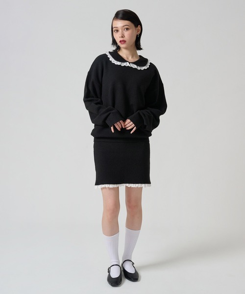 TINA:JOJUN(ティーナジョジュン)の「レース付き ニットスカート TINA:JOJUN(スカート・レディース・グレー/ブラック・M)」の16枚目の写真