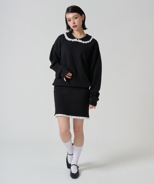 TINA:JOJUN(ティーナジョジュン)の「レース付き ニットスカート TINA:JOJUN(スカート・レディース・グレー/ブラック・M)」の18枚目の写真