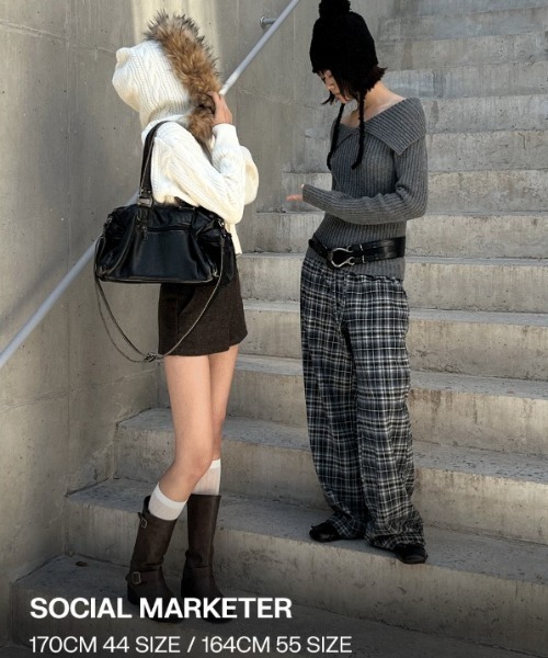 BLACKUP（ブラックアップ）の「[MADE] テプシー起毛チェックバンディングパンツ（その他パンツ・レディース・ブラック/ネイビー・ONESIZE）」の5枚目の写真