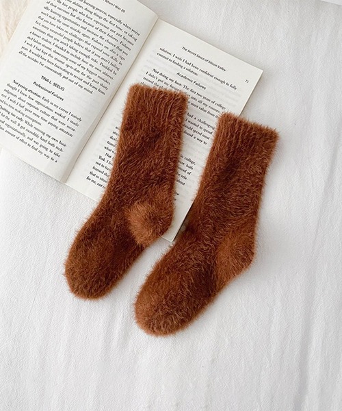 aimoha（アイモハ）の「【aimoha-KIDS-】ふわふわソックス (AW)（ソックス/靴下・キッズ・ベージュ/ホワイト/ライトオリーブ/ピンク/キャメル/バーガンディー/ブルー/ブラック/チョコ・SMALL/MEDIUM/LARGE）」の9枚目の写真