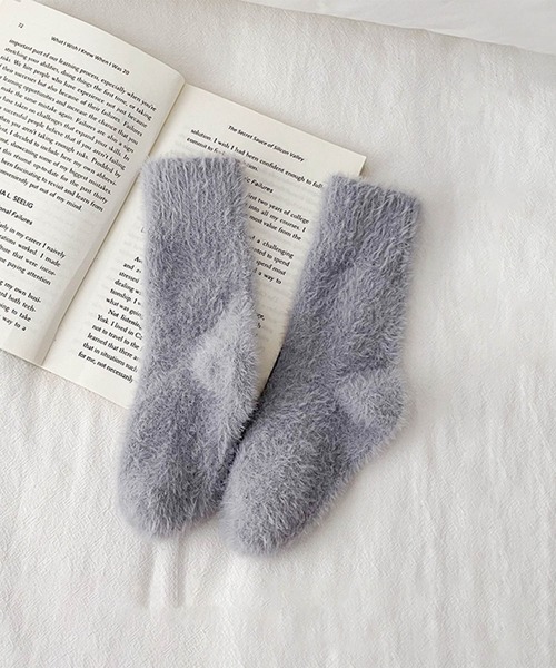 aimoha（アイモハ）の「【aimoha-KIDS-】ふわふわソックス (AW)（ソックス/靴下・キッズ・ベージュ/ホワイト/ライトオリーブ/ピンク/キャメル/バーガンディー/ブルー/ブラック/チョコ・SMALL/MEDIUM/LARGE）」の6枚目の写真