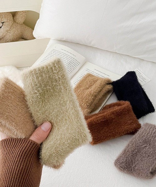 aimoha（アイモハ）の「【aimoha-KIDS-】ふわふわソックス (AW)（ソックス/靴下・キッズ・ベージュ/ホワイト/ライトオリーブ/ピンク/キャメル/バーガンディー/ブルー/ブラック/チョコ・SMALL/MEDIUM/LARGE）」の17枚目の写真