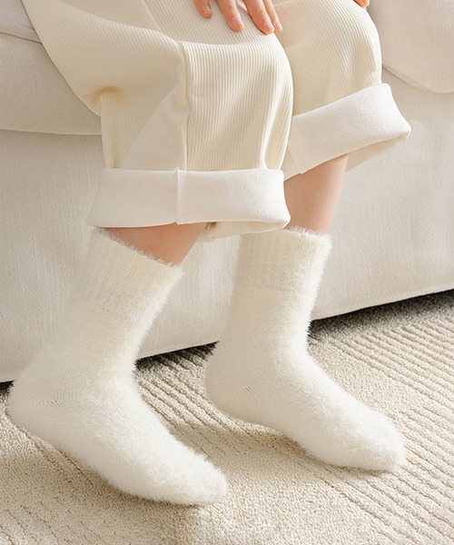 aimoha（アイモハ）の「【aimoha-KIDS-】ふわふわソックス (AW)（ソックス/靴下・キッズ・ベージュ/ホワイト/ライトオリーブ/ピンク/キャメル/バーガンディー/ブルー/ブラック/チョコ・SMALL/MEDIUM/LARGE）」の12枚目の写真