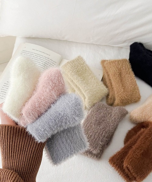 aimoha（アイモハ）の「【aimoha-KIDS-】ふわふわソックス (AW)（ソックス/靴下・キッズ・ベージュ/ホワイト/ライトオリーブ/ピンク/キャメル/バーガンディー/ブルー/ブラック/チョコ・SMALL/MEDIUM/LARGE）」の16枚目の写真