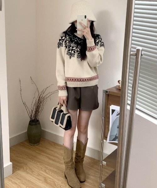 paravion（パラビオン）の「ノルディックニットプルオーバー（ニット/セーター・レディース・グレー/ホワイト/レッド・FREE）」の11枚目の写真