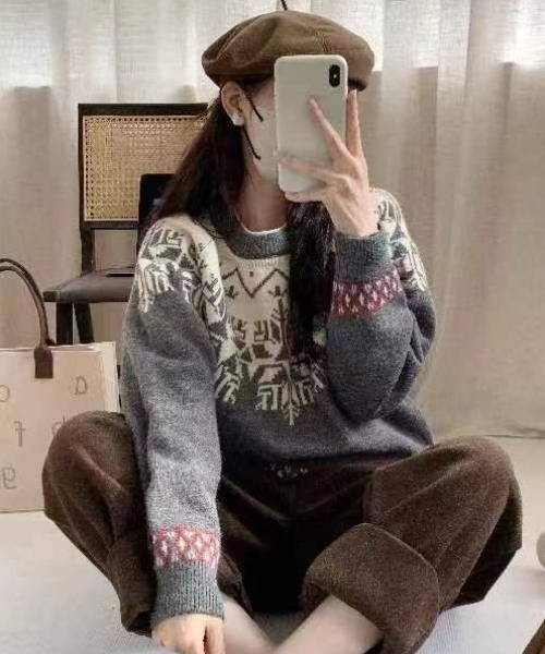 paravion（パラビオン）の「ノルディックニットプルオーバー（ニット/セーター・レディース・グレー/ホワイト/レッド・FREE）」の4枚目の写真