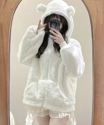 WEGO/モコモコくまちゃんファーアウター/パーカー
