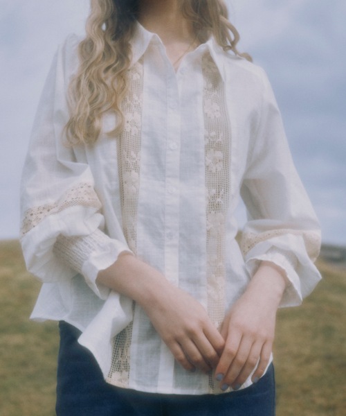 idem（イデム）の「bohemian cotton lace blouse／コットンレースブラウス（シャツ/ブラウス・レディース・ブラック/ホワイト・FREE）」の2枚目の写真