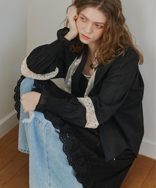 idem（イデム）の「bohemian cotton lace blouse／コットンレースブラウス（シャツ/ブラウス・レディース・ブラック/ホワイト・FREE）」の20枚目の写真