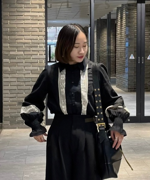 idem（イデム）の「bohemian cotton lace blouse／コットンレースブラウス（シャツ/ブラウス・レディース・ブラック/ホワイト・FREE）」の5枚目の写真