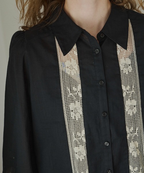 idem（イデム）の「bohemian cotton lace blouse／コットンレースブラウス（シャツ/ブラウス・レディース・ブラック/ホワイト・FREE）」の3枚目の写真