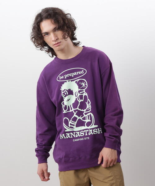 MANASTASH(マナスタッシュ)の「MANASTASH/マナスタッシュ CREW SWEAT BE PREPARED クルースウェット ビープリペア(スウェット・メンズ・その他3/その他5/パープル・L/M/S/XL)」の1枚目の写真