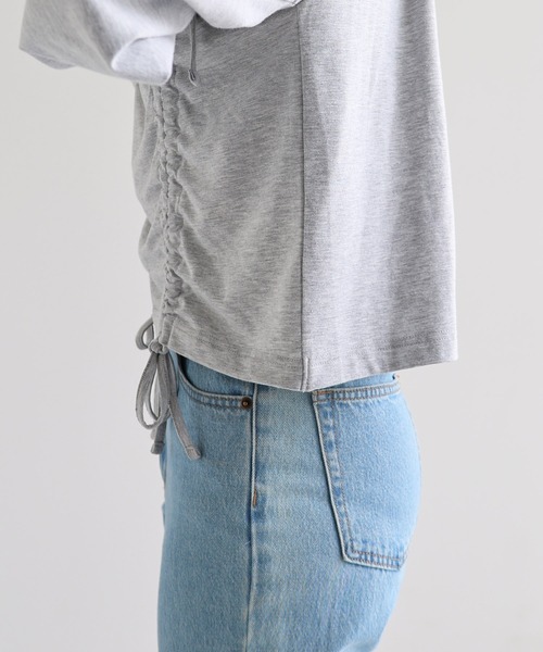 Freesia by andme(フリージアバイアンドミー)の「ギャザーリボンオフショルダー長袖トップス(Tシャツ/カットソー・レディース・ブラック/杢グレー/オフホワイト・M)」の18枚目の写真