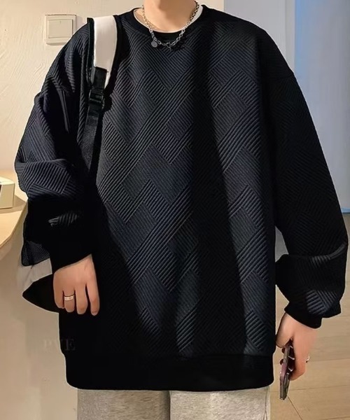 link lot(リンクロット)の「オーバーサイズ ルーズフィット リップルデザイン ロンT(Tシャツ/カットソー・メンズ・ホワイト/ブラック・M/L)」の9枚目の写真