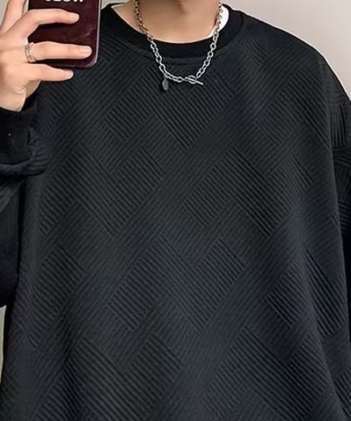 link lot(リンクロット)の「オーバーサイズ ルーズフィット リップルデザイン ロンT(Tシャツ/カットソー・メンズ・ホワイト/ブラック・M/L)」の11枚目の写真