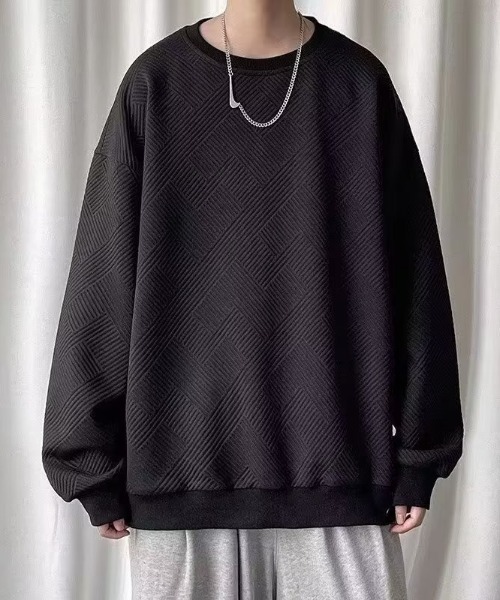 link lot(リンクロット)の「オーバーサイズ ルーズフィット リップルデザイン ロンT(Tシャツ/カットソー・メンズ・ホワイト/ブラック・M/L)」の12枚目の写真