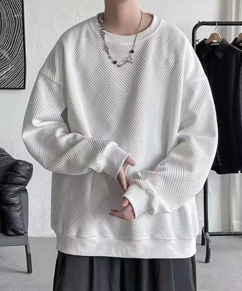 link lot(リンクロット)の「オーバーサイズ ルーズフィット リップルデザイン ロンT(Tシャツ/カットソー・メンズ・ホワイト/ブラック・M/L)」の7枚目の写真
