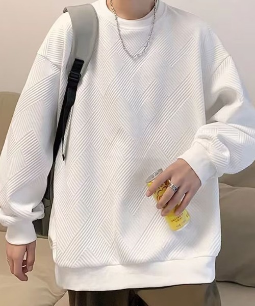 link lot(リンクロット)の「オーバーサイズ ルーズフィット リップルデザイン ロンT(Tシャツ/カットソー・メンズ・ホワイト/ブラック・M/L)」の8枚目の写真