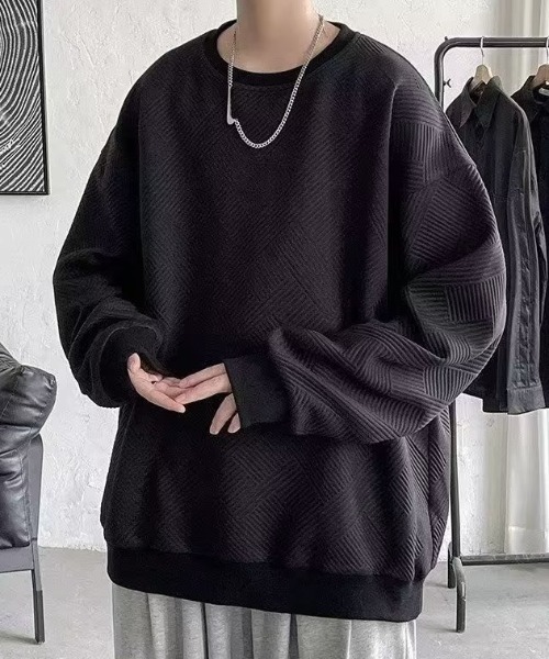 link lot(リンクロット)の「オーバーサイズ ルーズフィット リップルデザイン ロンT(Tシャツ/カットソー・メンズ・ホワイト/ブラック・M/L)」の13枚目の写真