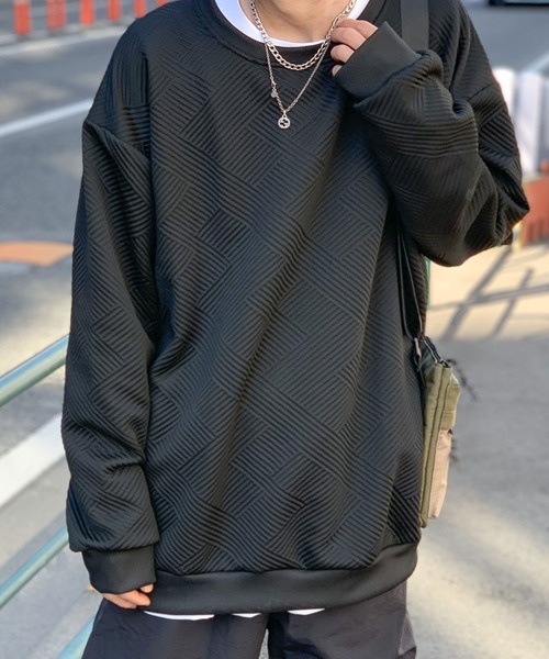 link lot(リンクロット)の「オーバーサイズ ルーズフィット リップルデザイン ロンT(Tシャツ/カットソー・メンズ・ホワイト/ブラック・M/L)」の14枚目の写真