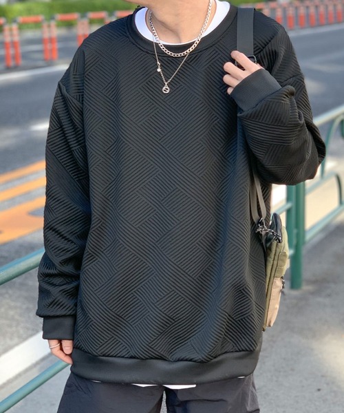 link lot(リンクロット)の「オーバーサイズ ルーズフィット リップルデザイン ロンT(Tシャツ/カットソー・メンズ・ホワイト/ブラック・M/L)」の15枚目の写真