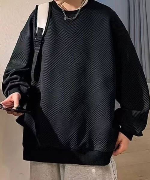 link lot(リンクロット)の「オーバーサイズ ルーズフィット リップルデザイン ロンT(Tシャツ/カットソー・メンズ・ホワイト/ブラック・M/L)」の19枚目の写真