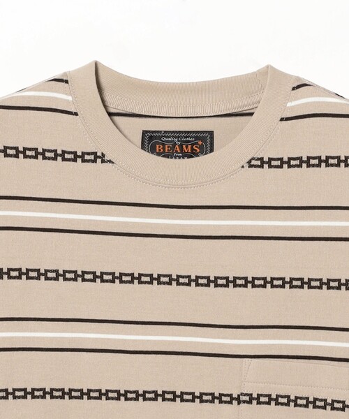 BEAMS PLUS（ビームスプラス）の「ジャカード ストライプ ポケット Tシャツ（Tシャツ/カットソー・メンズ・オリーブ/ブラウン/ベージュ・L/M/XL/S）」の6枚目の写真