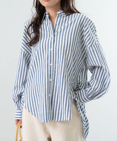 refinedworks（リファインドワークス）の「【refinedworks】 ストライプ が 好印象な タック ブラウス ！（シャツ/ブラウス・レディース・ベージュ/グレー/ネイビー・FREE）」の22枚目の写真