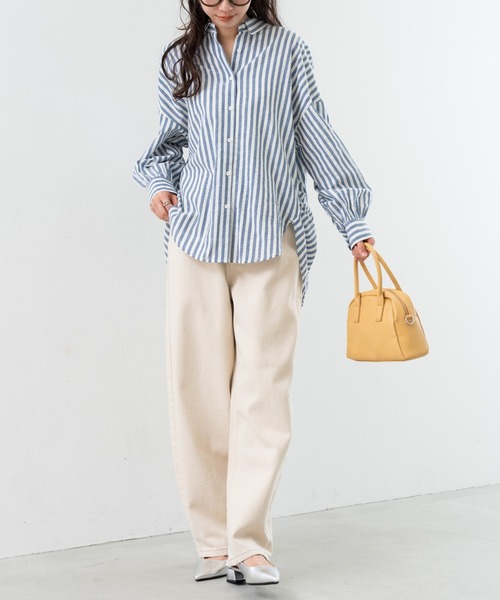 refinedworks（リファインドワークス）の「【refinedworks】 ストライプ が 好印象な タック ブラウス ！（シャツ/ブラウス・レディース・ベージュ/グレー/ネイビー・FREE）」の21枚目の写真