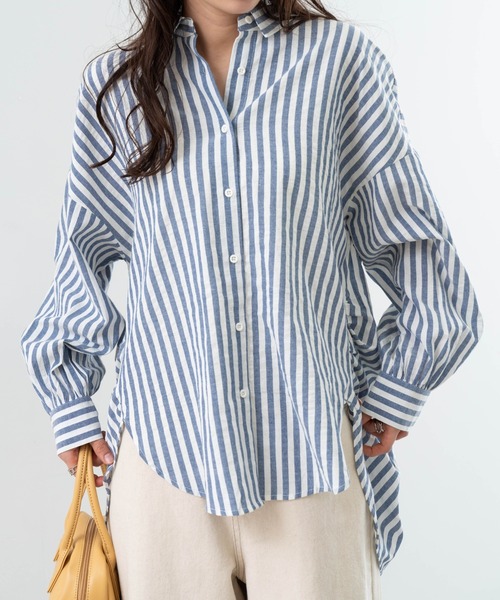 refinedworks（リファインドワークス）の「【refinedworks】 ストライプ が 好印象な タック ブラウス ！（シャツ/ブラウス・レディース・ベージュ/グレー/ネイビー・FREE）」の20枚目の写真