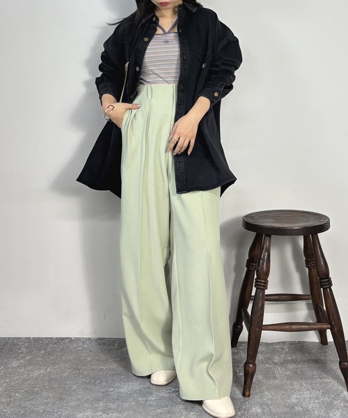 NICOLE CLUB(ニコル クラブ)の「ストレッチタックパンツ(その他パンツ・レディース・ライトグリーン/グレー・MEDIUM)」の16枚目の写真