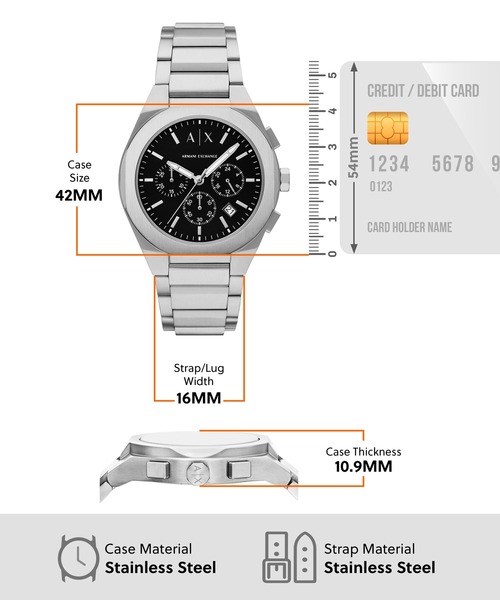 ARMANI EXCHANGE(アルマーニエクスチェンジ)の「アルマーニ・エクスチェンジ 腕時計 メンズ アナログ ステンレス AX4186(アナログ腕時計・メンズ・シルバー・FREE)」の7枚目の写真