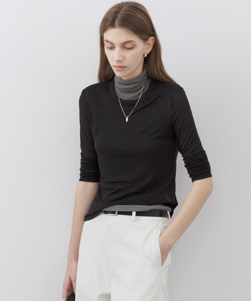tageechita(タジチタ)の「【tageechita】シアーラウンドネック フィットロングTシャツ(Tシャツ/カットソー・レディース・ブラック/ネイビー・S/M/L)」の17枚目の写真