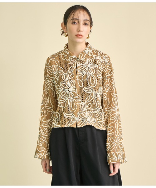 Settimissimo（セッティミッシモ）の「フラワーコード刺繍 ワイドスリーブ シャツ（シャツ/ブラウス・レディース・ブラウン/アイボリー・FREE）」の15枚目の写真