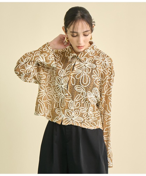 Settimissimo（セッティミッシモ）の「フラワーコード刺繍 ワイドスリーブ シャツ（シャツ/ブラウス・レディース・ブラウン/アイボリー・FREE）」の17枚目の写真