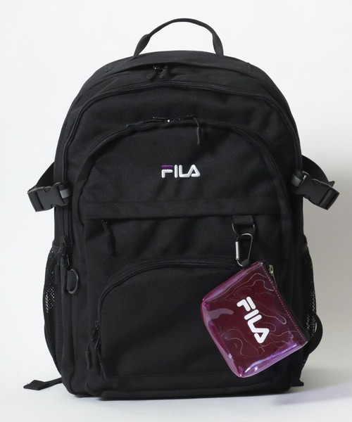 FILA(フィラ)の「FILA(フィラ)クリアポーチ付バックパック/リュックサック メンズ レディース ユニセックス/スクールバッグ(バックパック/リュック・レディース・ブラック/ブラック×パープル/ブラック×ブルー・FREE)」の8枚目の写真