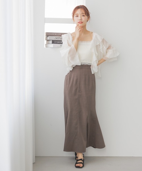 ブラウス シャツ 「追加1」ラッフルブラウスキャミSET　320391 レディース mysty woman（ミスティウーマン）の「ラッフルブラウスキャミSET